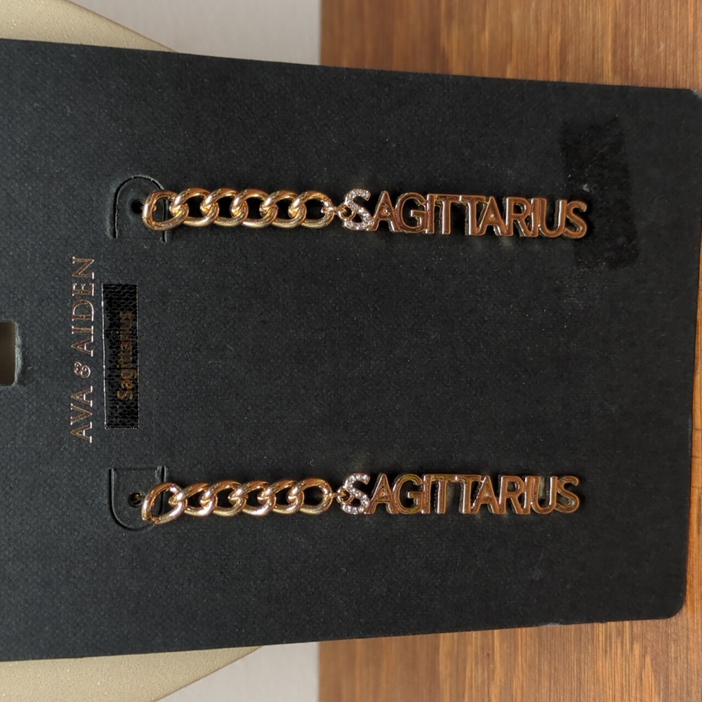 Sparkly Sagittarius Zodiac Dangle Earrings Ava & Aiden, Gold-Tone 3" Lightweight